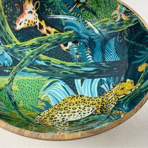 Opal House Mango Wood Footed Bowl Lacquer Resin Interior Jungalow 10” Round